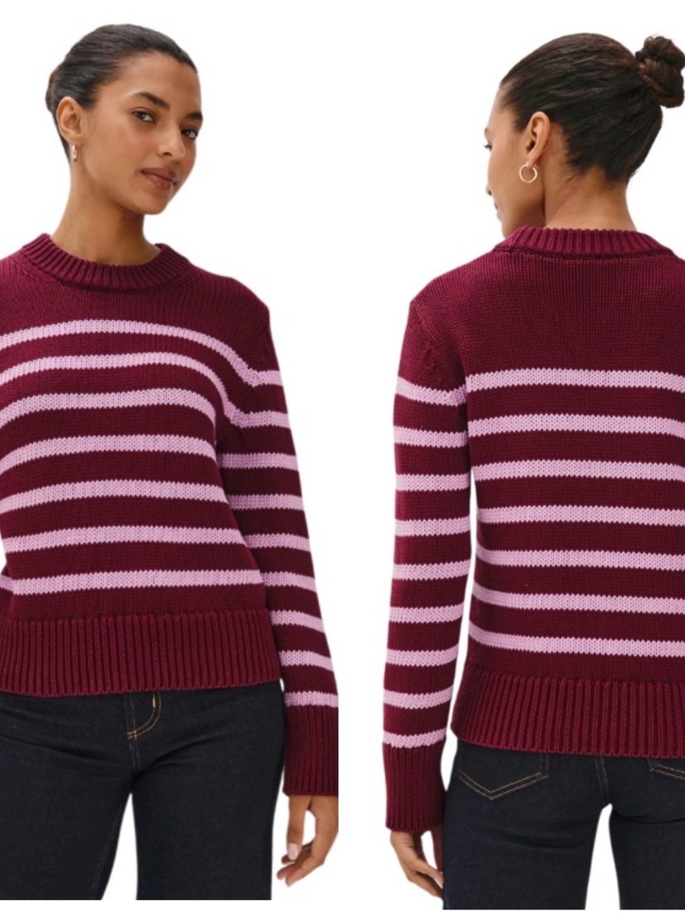RAILS Alise Sweater Top Mulberry Stripe Cotton Crew Neck Womens Size Small - Picture 9 of 9